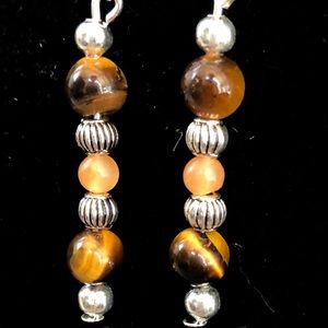 Tiger’s Eye and Amber Drop Earrings
